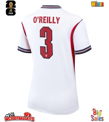 England Nico O'Reilly #3 Replica Home Stadium Shirt for Women World Cup 2026 Short Sleeve